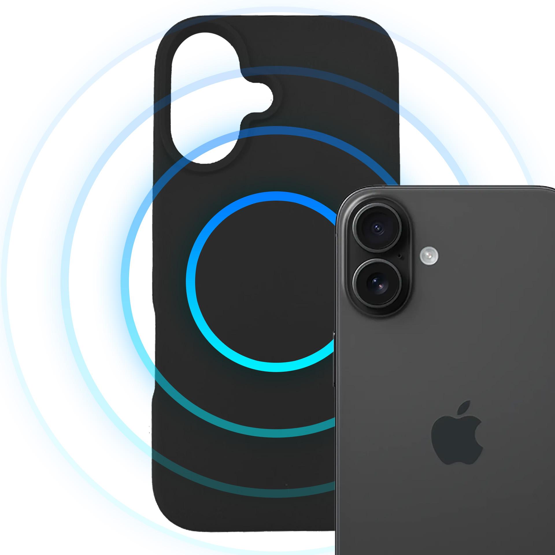 Czarne etui z MagSafe case na tył do Apple iPhone 16 3mk HARDY MagSilicone