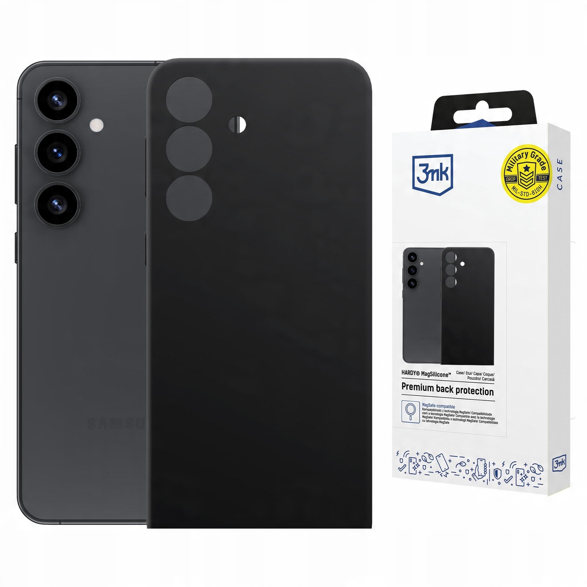Czarne etui z MagSafe na tył do Samsung Galaxy S24 - 3mk HARDY MagSilicone