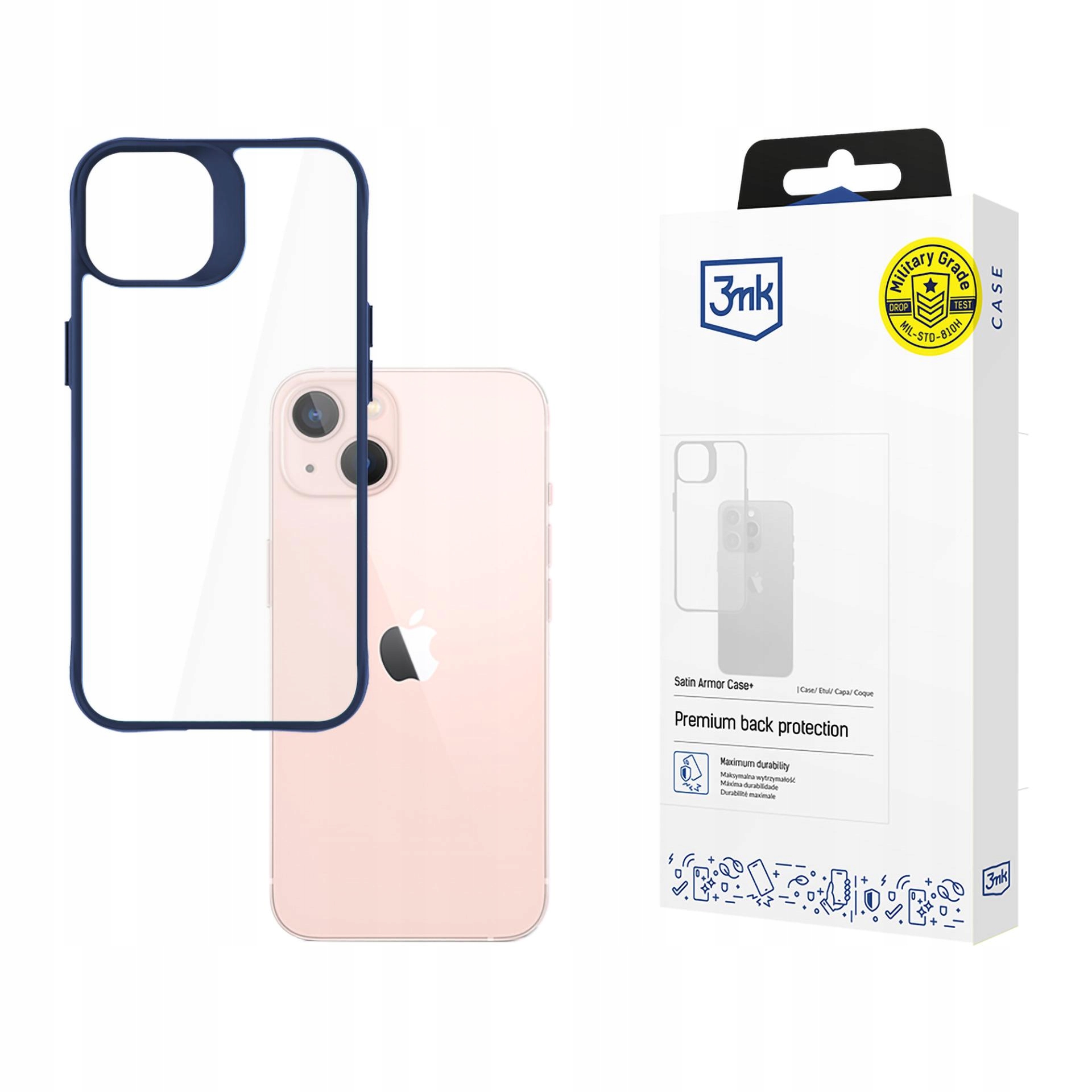 Satynowe etui na Apple iPhone 14 - 3mk Satin Armor Case+ Blue