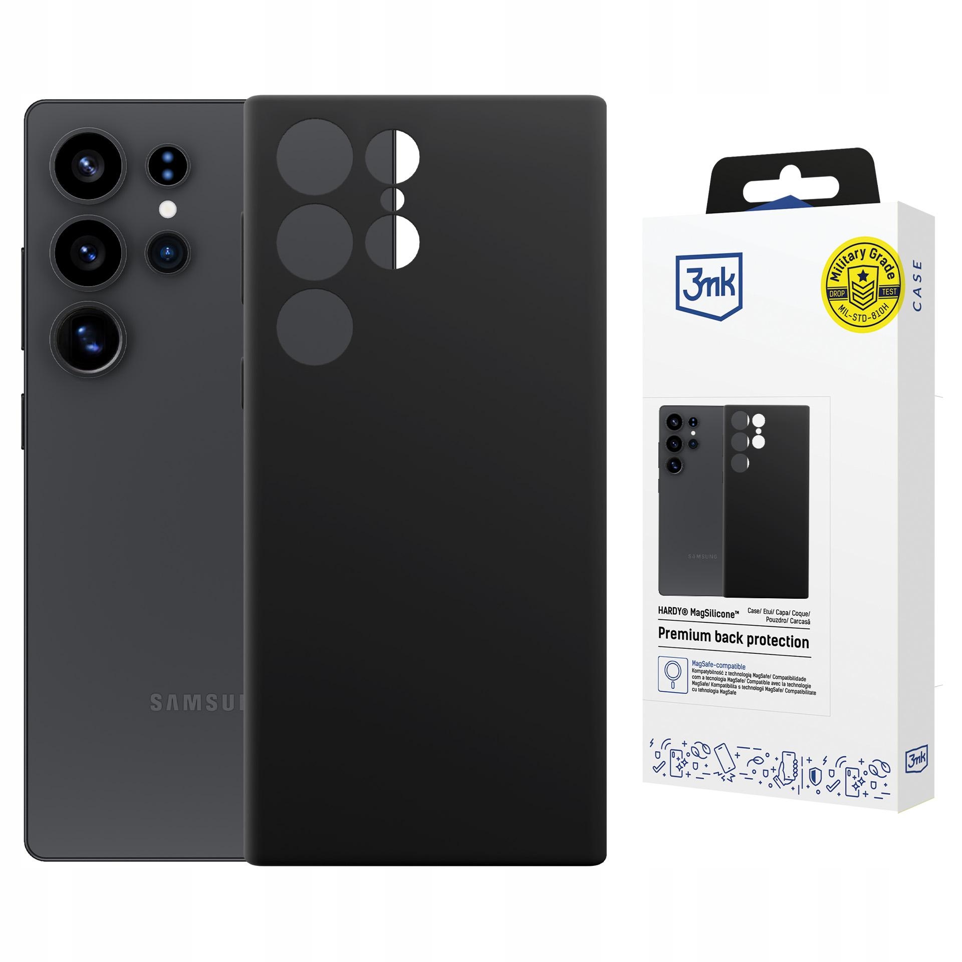 Czarne etui z MagSafe na tył Samsung Galaxy S24 Ultra 3mk HARDY MagSilicone