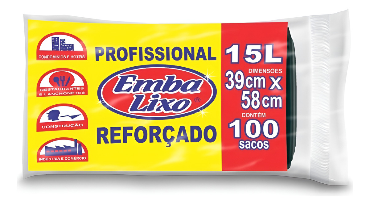 Sacos De Lixo Preto Reforçado 15l Embalixo com 100 un