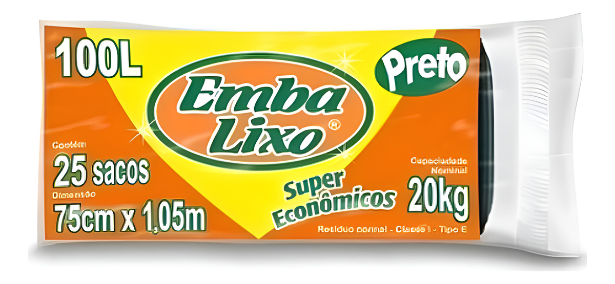 Saco Para Lixo 100l Embalixo 25 Unidades