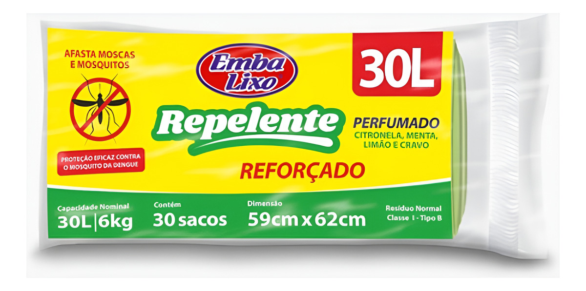 Saco De Lixo Embalixo Repelente 30l Reforçado - 30 Unidades