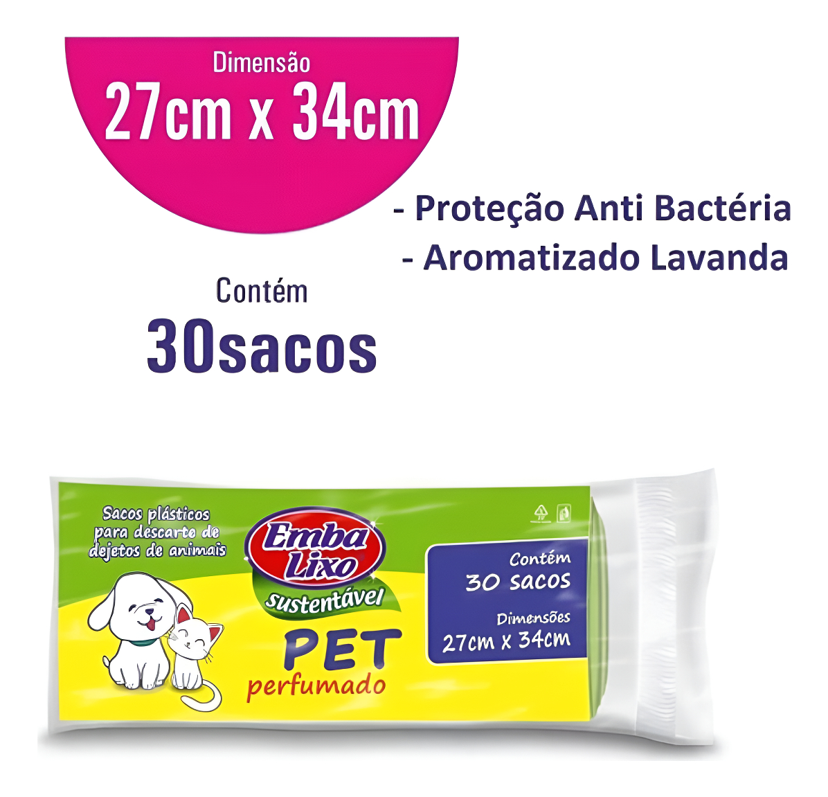 Saco De Lixo Pet Embalixo Embalixo Pet - C/ 30 Sacos