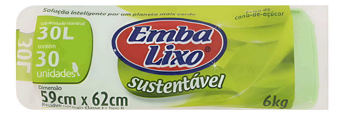 Saco Para Lixo Sustentável 30 Litros 30 Unidades Embalixo