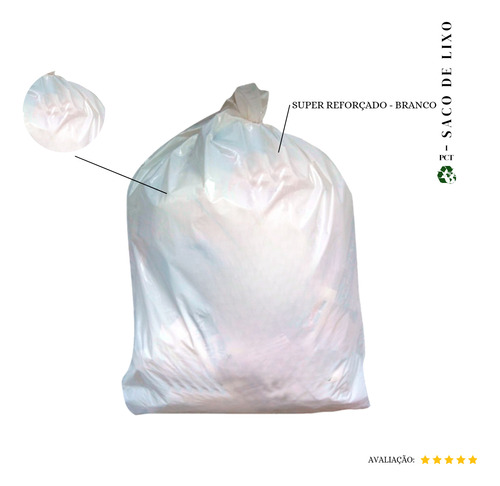 Saco De Lixo 40 Litros Reforçado P1 - 20 Unidades Cor Branco (pacote 1,8kg 58x63 0,08Micras)  0,36kg