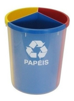 Lixeira Mix Com 3 Divisões Para Coleta Seletiva Mix3 (AZUL, AMARELO, VERMELHO)