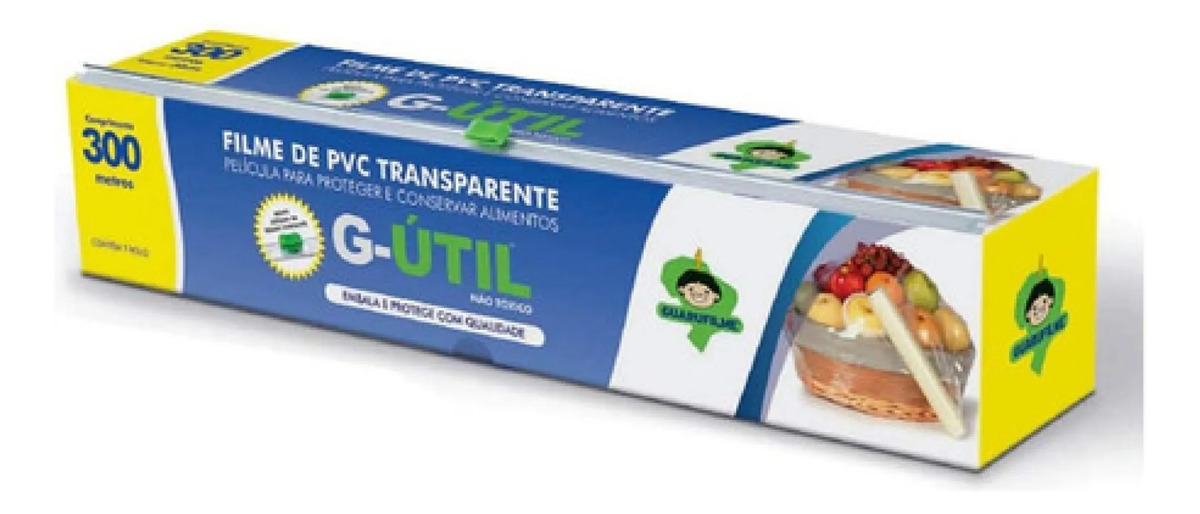 Filme Plástico Pvc Comercio 28x300 Metros C/ Trilho Cortador