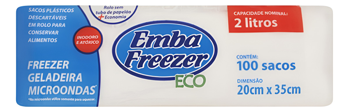 Saco Para Conservar Alimentos Destacável 2l Embafreezer Eco