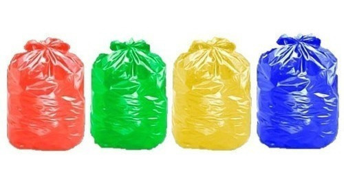 KIT Sacos 4 Cores Para Lixo 40 Litros Normal (100 Un) Cj (verde + Amarelo + Azul +Vermelho)