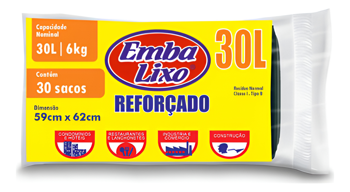 Saco De Lixo 30l Embalixo Reforçado 30 Unidades