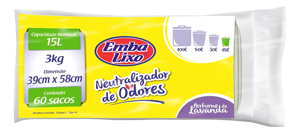Saco De Lixo Neutralizador De Odores Cheiros Branco 15 Litro