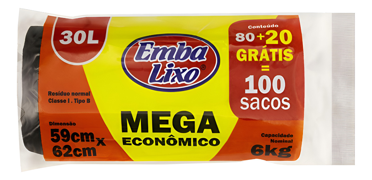 Saco Para Lixo 30l Embalixo 80 Unidades Grátis 20 Unidades