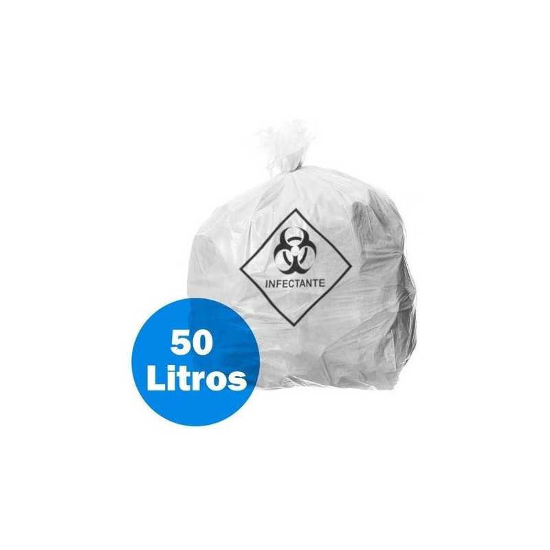 Sacos De Lixo Hospitalar Infectante Branco - 50 Litros - 100 Unid
