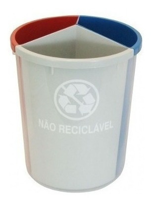 Lixeira Mix Com 3 Divisões Para Coleta Seletiva Mix3 (AZUL, CINZA, VERMELHO)