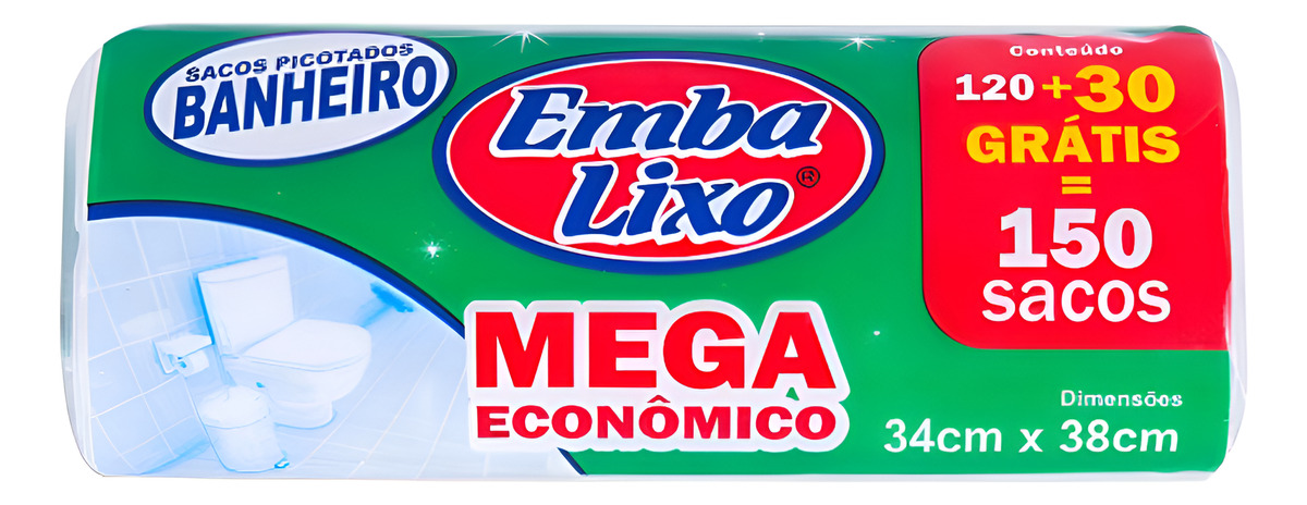 Saco De Lixo Para Banheiro Mega Econômico Embalixo Com 120+3