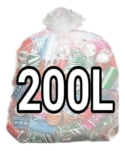 Saco De Lixo 200 Litros Reforçado P5 - 200 Unidades Cor Transparente (pacote 5kg 90x120 0,08Micras) 10kg