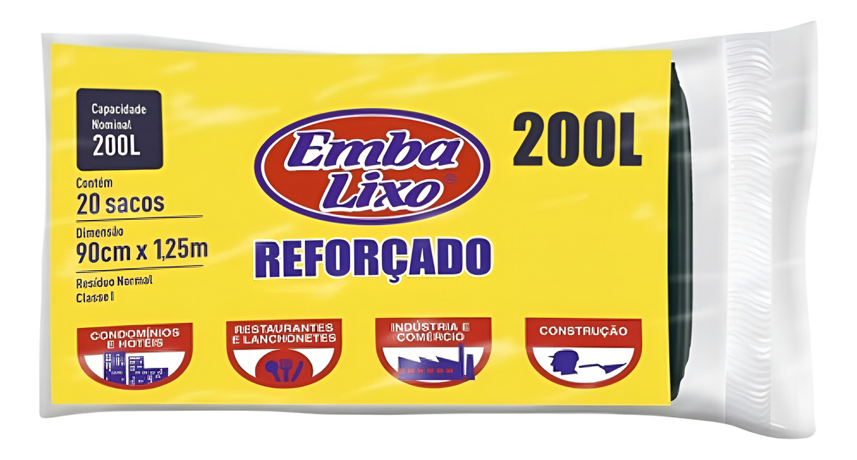 Saco De Lixo Reforçado 200l Embalixo 20unidades