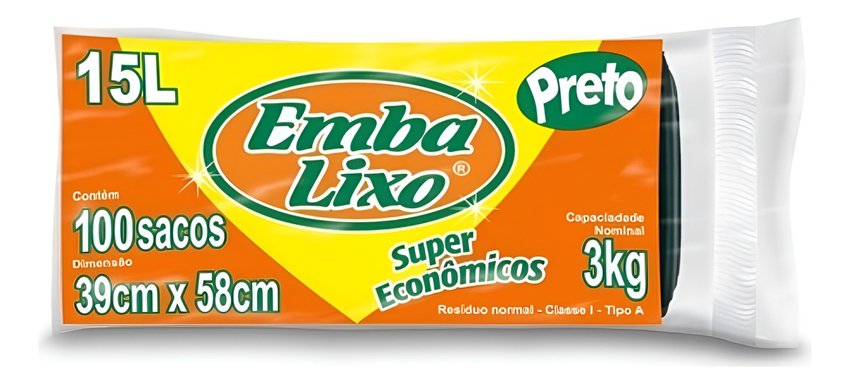 Saco Para Lixo Embalixo Econômico 15 Litros 100 Unidades