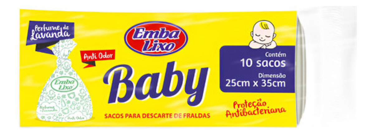 Saco Lixo Baby Descarte Fraldas 10 Sacos Lavanda Embalixo