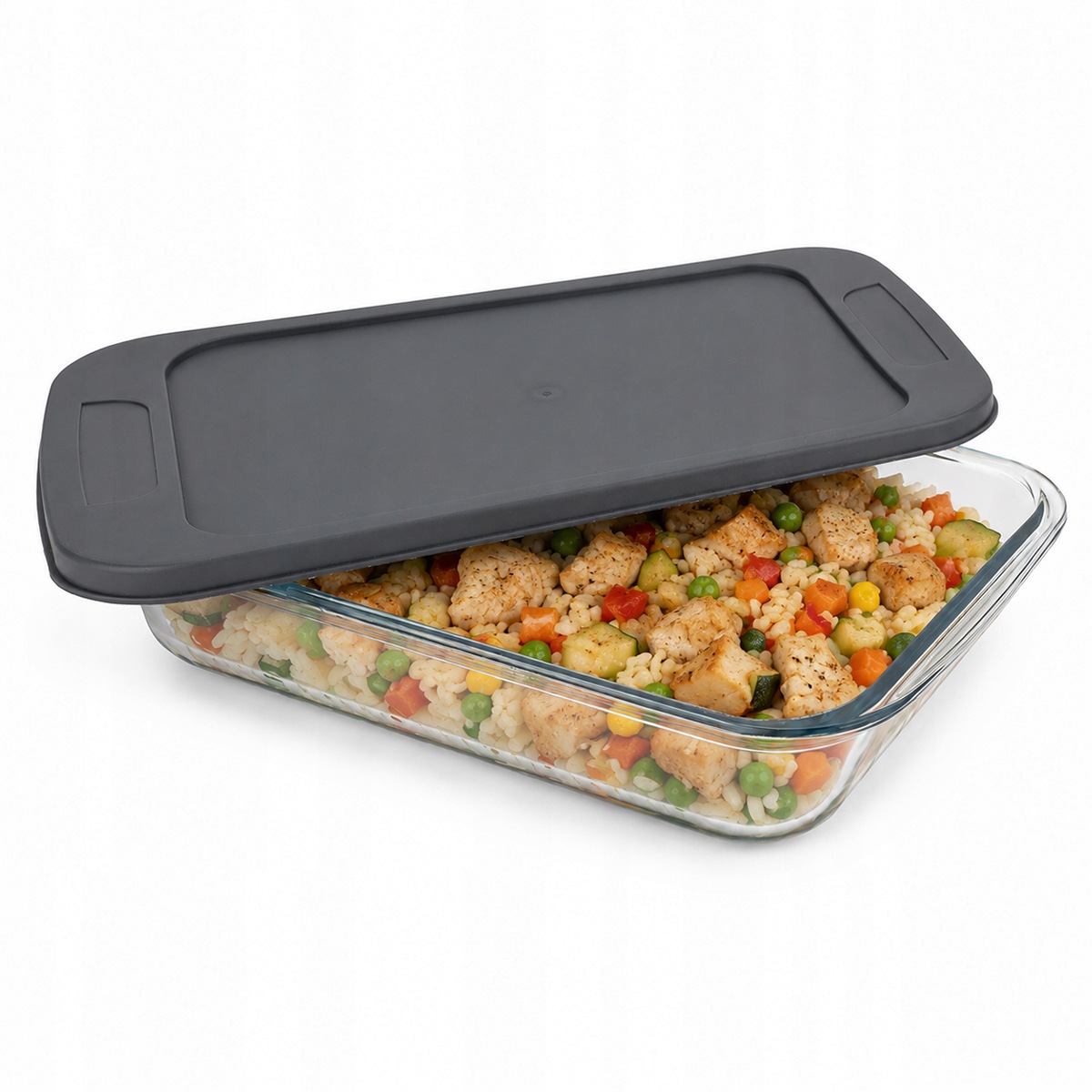 Szklany lunchbox Kamille 2200 ml do pracy szkoły i na wyjazd