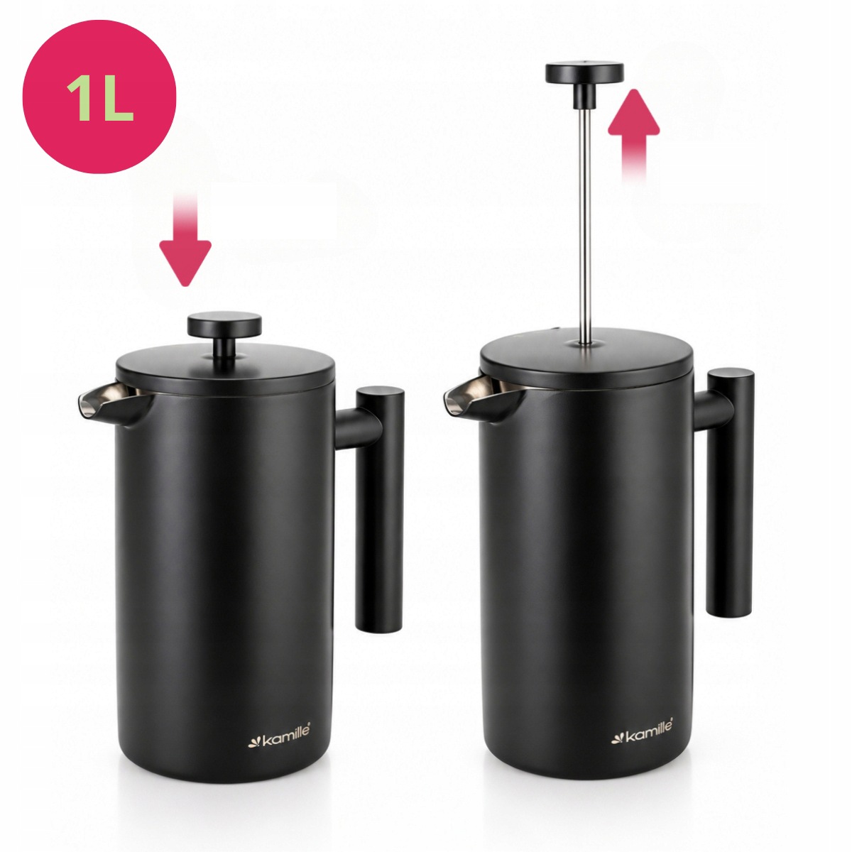 Kamille French Press 1 litr do przygotowywania kawy herbaty i ziół