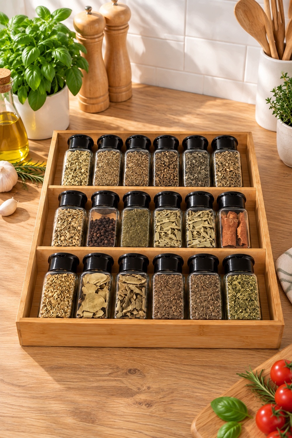 Organizer kuchenny z naturalnego bambusa