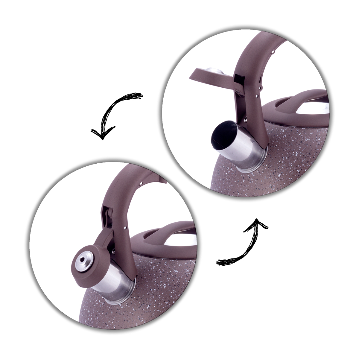 Wbudowany gwizdek w czajniku Kamille KM-1074BRW