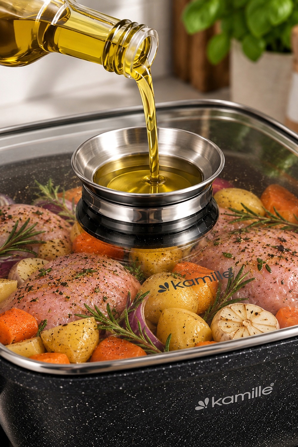Marmurkowa powłoka non-stick w garnku Kamille