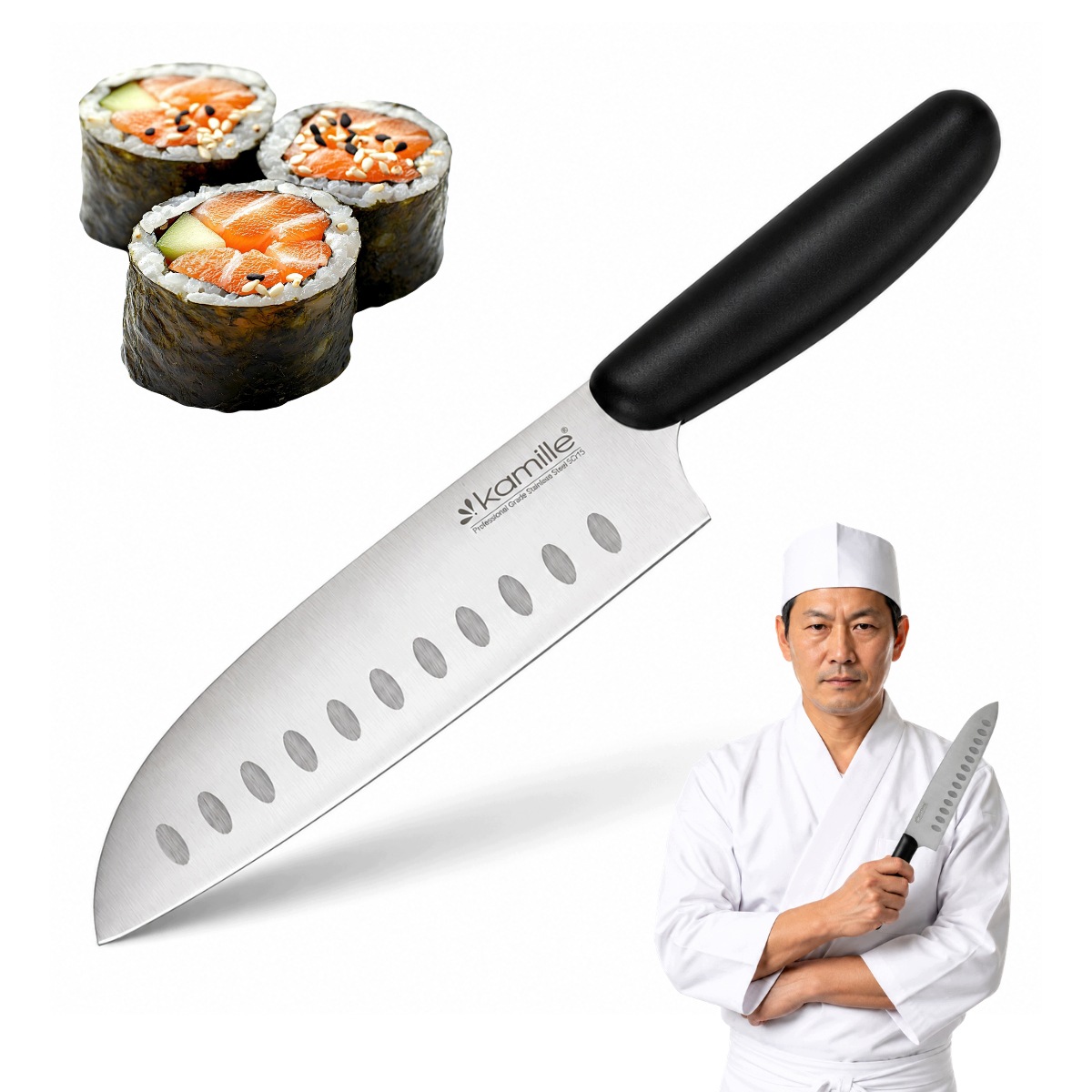 Uniwersalny nóż Santoku do mięsa ryb i warzyw