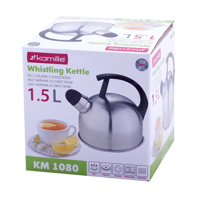 Czajnik z gwizdkiem 1,5 l ze stali nierdzewnej Kamille KM-1080