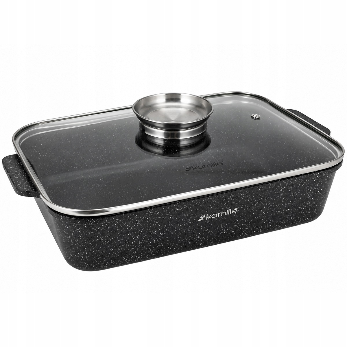 Marmurkowa powłoka non-stick w brytfannie Kamille KM-4442
