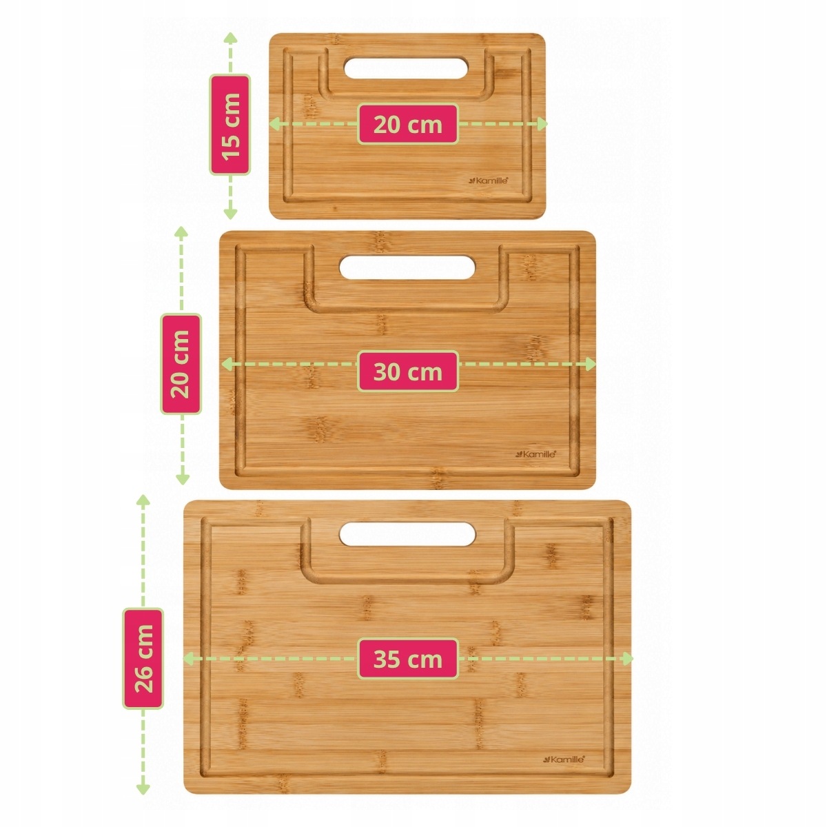 Bambusowe deski kuchenne Kamille KM-10043 o naturalnym usłojeniu
