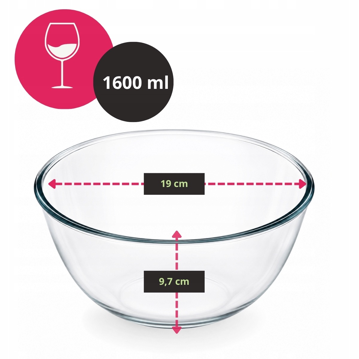 Kamille KM9183 szklana miska salaterka 1600 ml specyfikacja i zasady użytkowania szkła