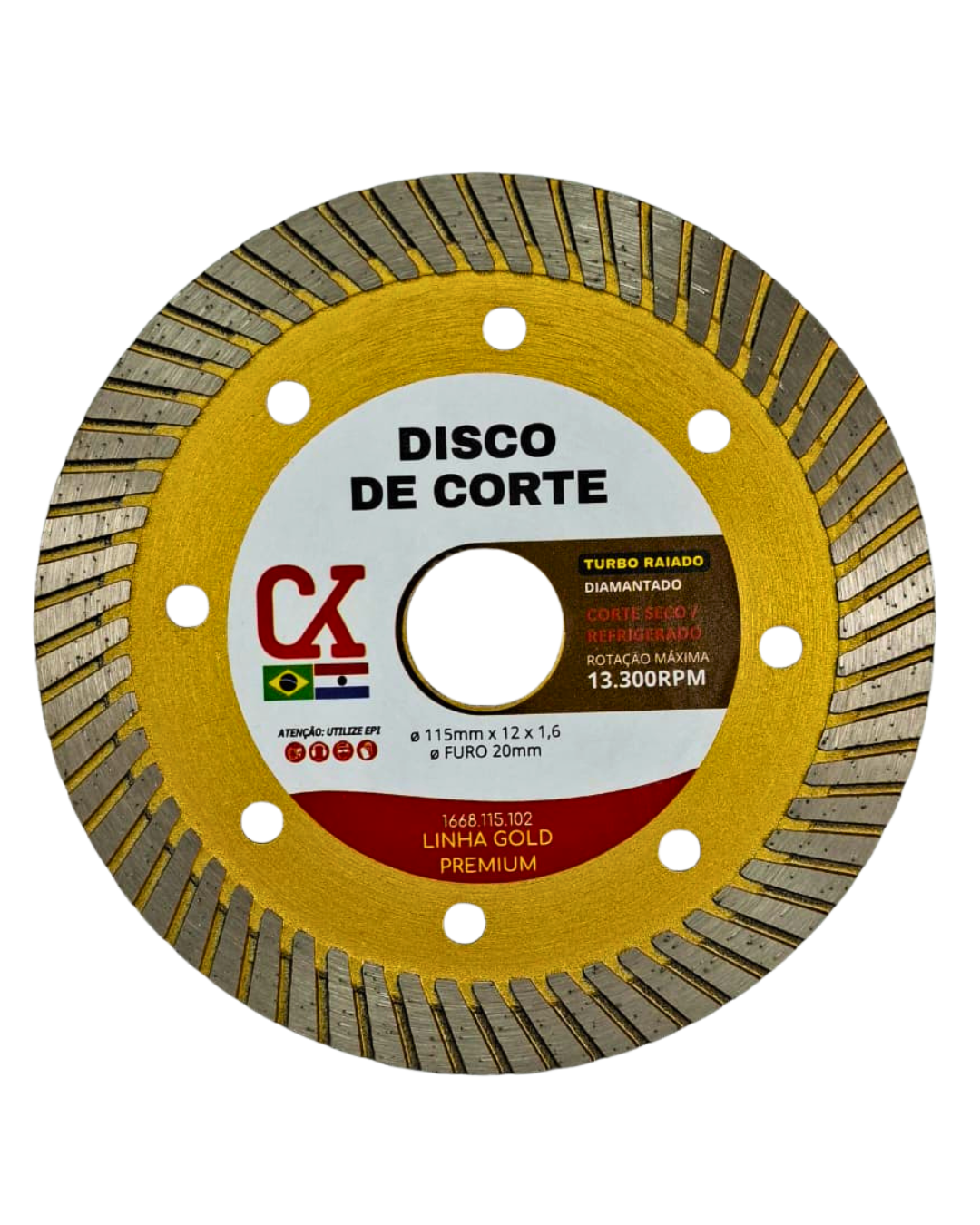 Disco Diamantado 115x12,00x1,6mm Estreito Linha Gold Premium | CK Brasil | CKBRASIL