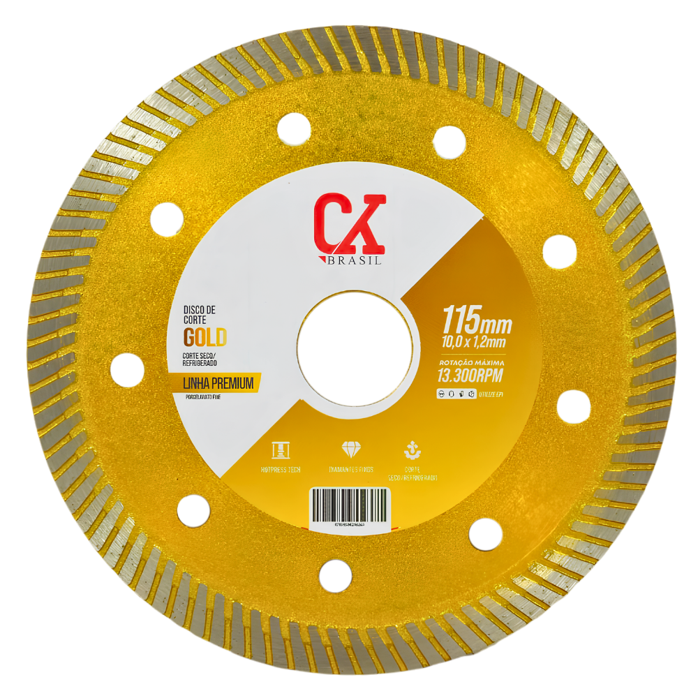 Disco Diamantado Porcelanato Fine 115x1,2x10mm Linha Gold Premium - Ck Brasil | CKBRASIL