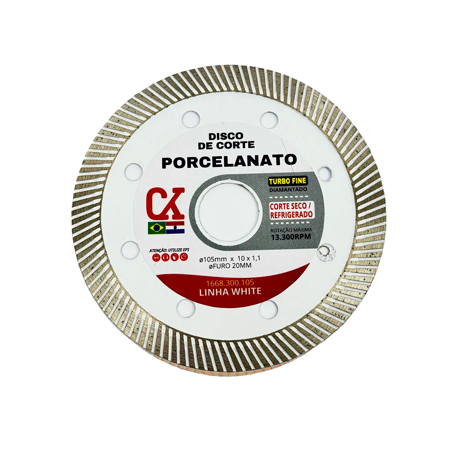 Disco Diamantado Porcelanato Fine 105x1,1x10mm Linha White - Ck Brasil | CKBRASIL
