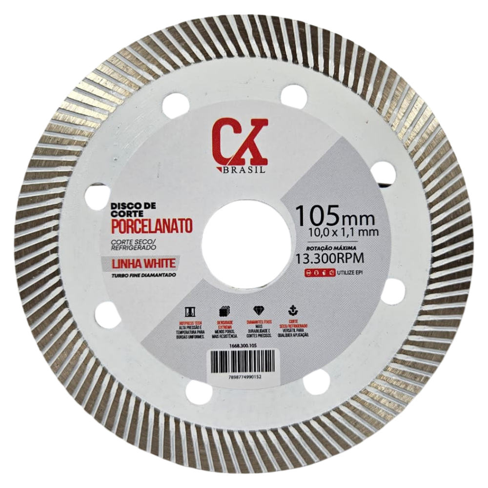 Disco Diamantado Porcelanato Fine 105x1,1x10mm Linha White - Ck Brasil | CKBRASIL