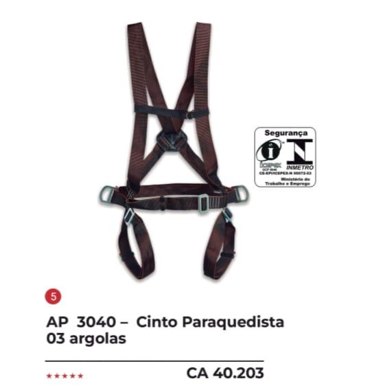 Cinto Paraquedista - 3 Ponto conexão Acolchoado CA 40203 | CKBRASIL