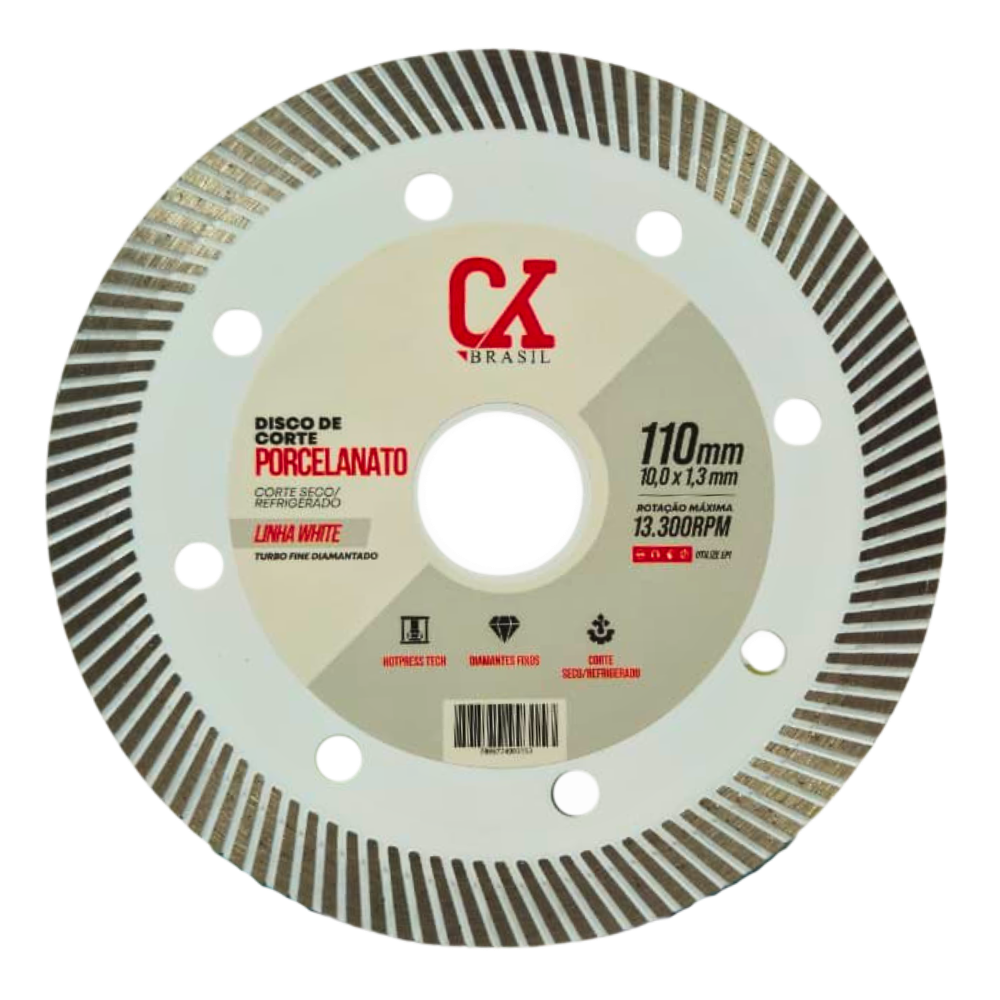Disco Diamantado Porcelanato Fine 110x1,2x10mm Linha White - Ck Brasil | CKBRASIL