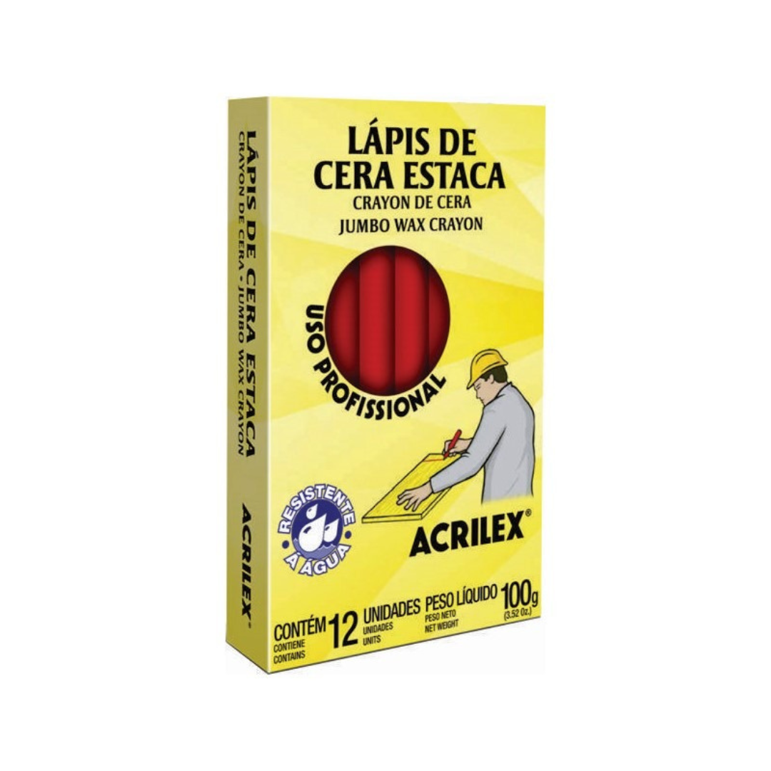 Lapis de Cera Estaca Acrillex 12 Unidades | CKBRASIL