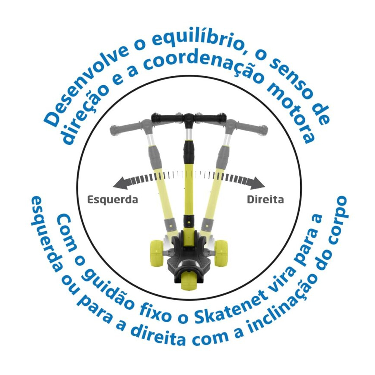 Skatenet LED Pro Dobrável Preto com Guidão Ajustável e Rodas de LED