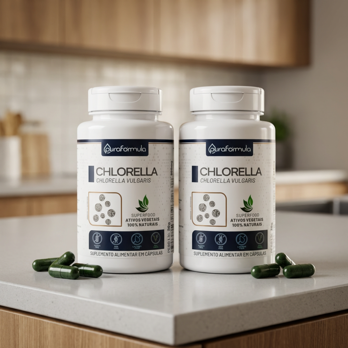 Kit 2 Chlorella 500mg - 240 Caps Frete Gratis Sem Sabor