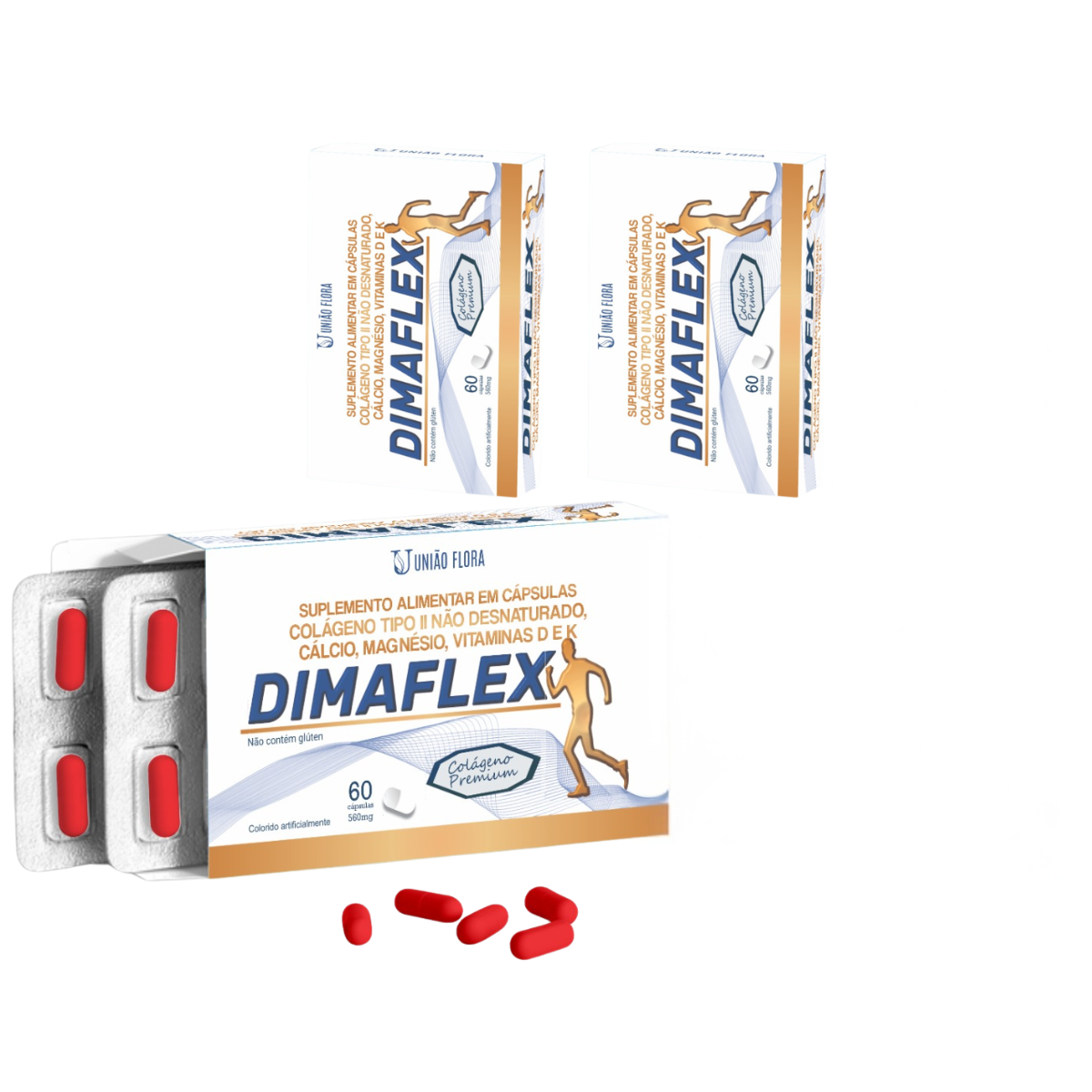 Kit 2 Dimaflex Colágeno Tipo 2+cálcio+magnésio+ Vit D E K Sem Sabor