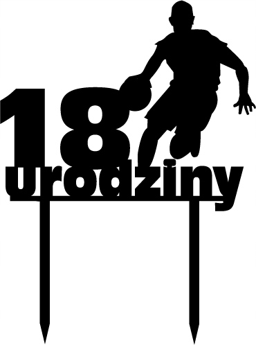 Topper na tort 18 urodziny koszykarz wykonany z czarnej pleksi