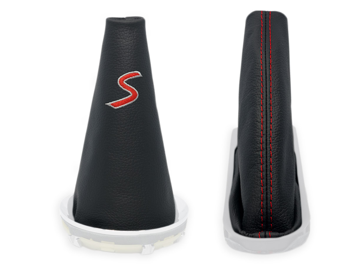 Dunkelroter Top Grain Leder Schaltmanschette Für BMW Mini Cooper R55