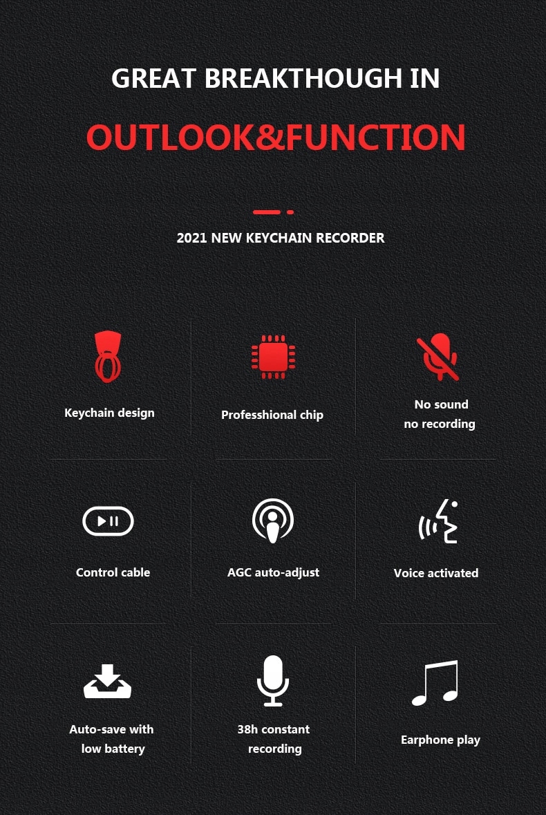 BRELOCZEK NA KLUCZE Z DYKTAFONEM -AKTYWACJA GŁOSEM
