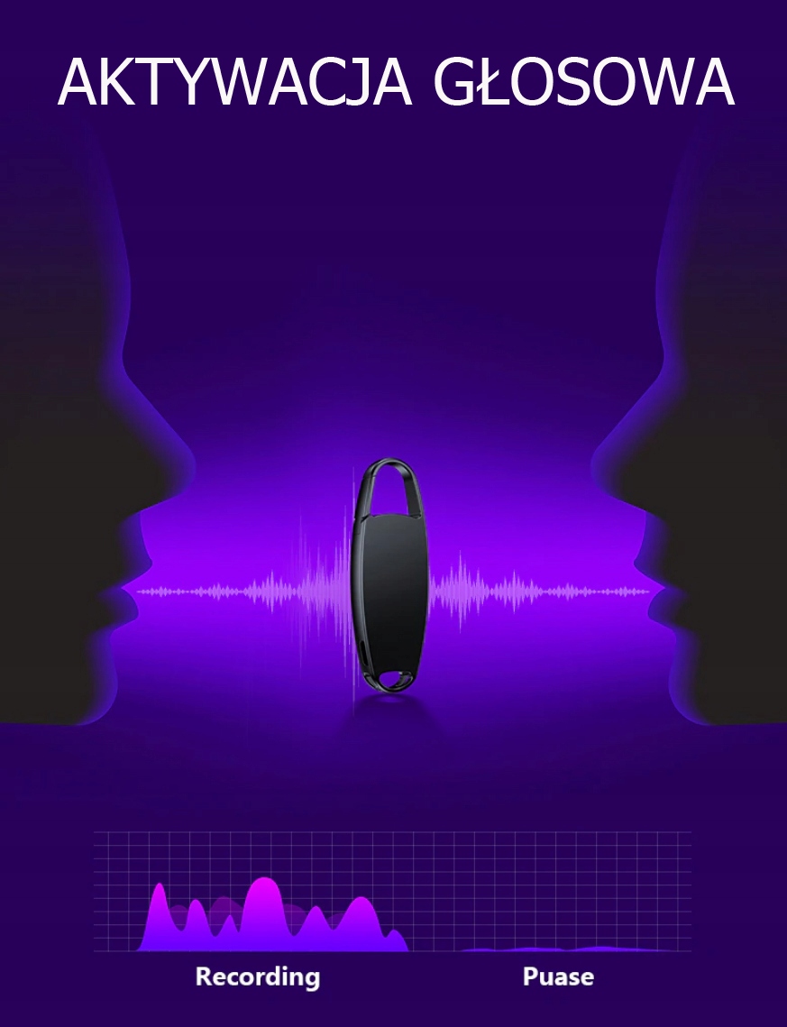 BRELOCZEK NA KLUCZE Z DYKTAFONEM -AKTYWACJA GŁOSEM