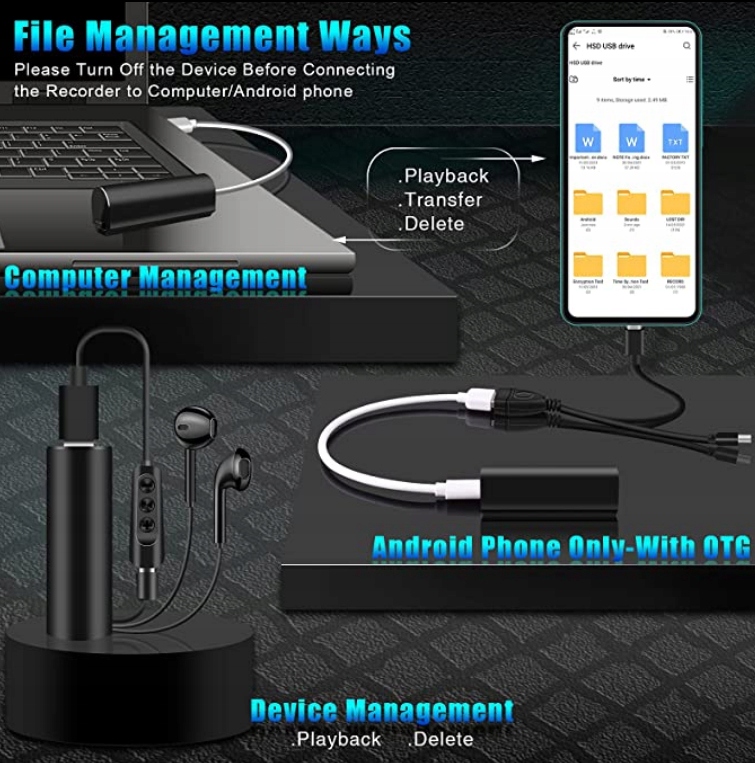 MINIATUROWY DYKTAFON PODSŁUCH SZPIEGOWSKI 8GB