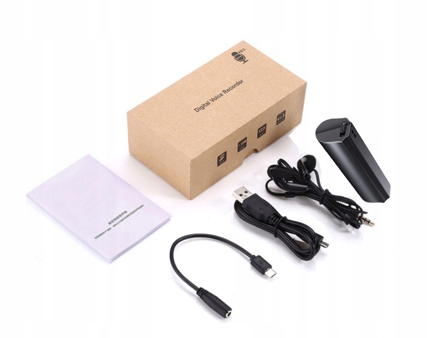 MINIATUROWY DYKTAFON PODSŁUCH SZPIEGOWSKI 8GB